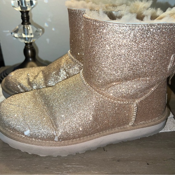 Ugg Gold Mini Bailey Bow Sparkle Size 9 - Picture 4 of 8